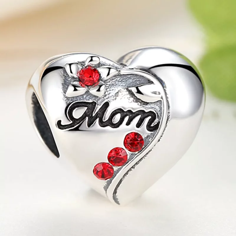 (imagen para) Charm en forma de corazón de madre en plata estilo Pandora - SCC004 - Ver 3
