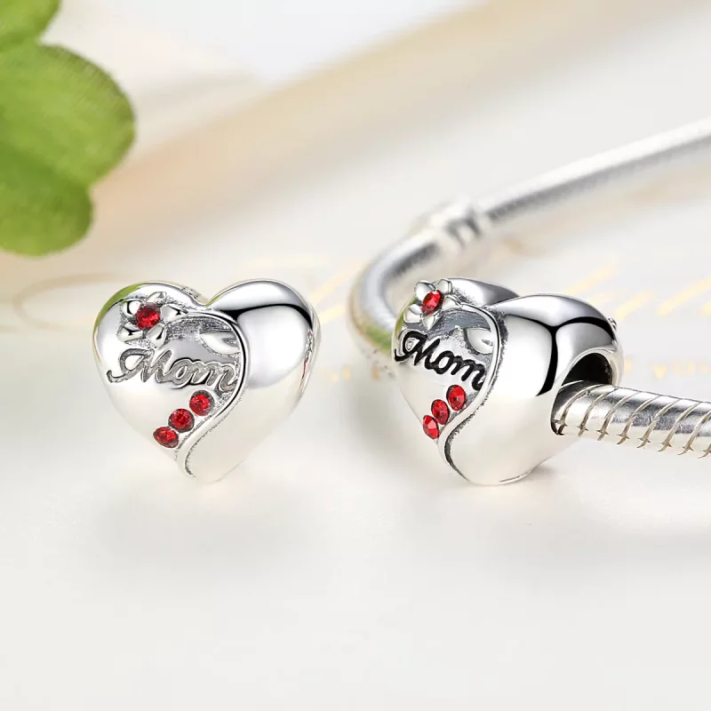 (imagen para) Charm en forma de corazón de madre en plata estilo Pandora - SCC004 - Ver 4