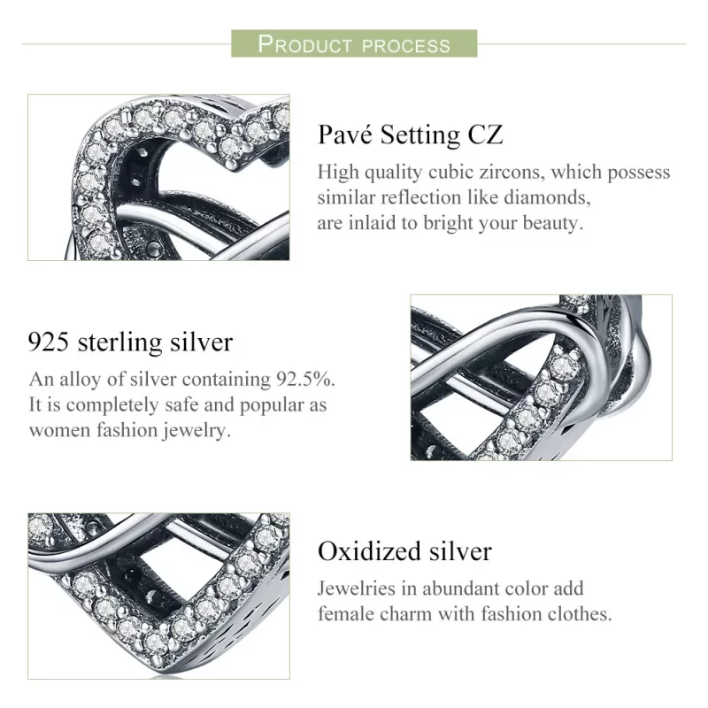 (imagen para) Charm en forma de corazón de plata estilo Pandora - SCC432 - Ver 7