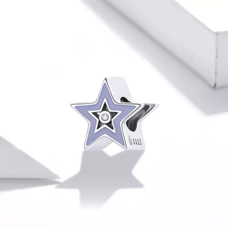 (imagen para) Charm estilo Pandora con brillo de estrella - BSC459 - Ver 2