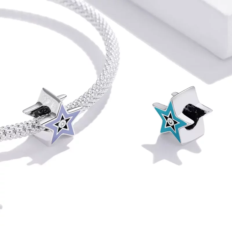 (imagen para) Charm estilo Pandora con brillo de estrella - BSC459 - Ver 4
