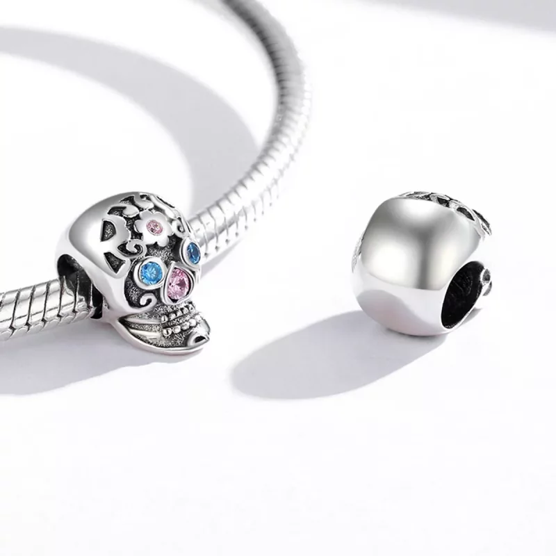 (imagen para) Charm estilo Pandora con calavera calada - BSC524 - Ver 3
