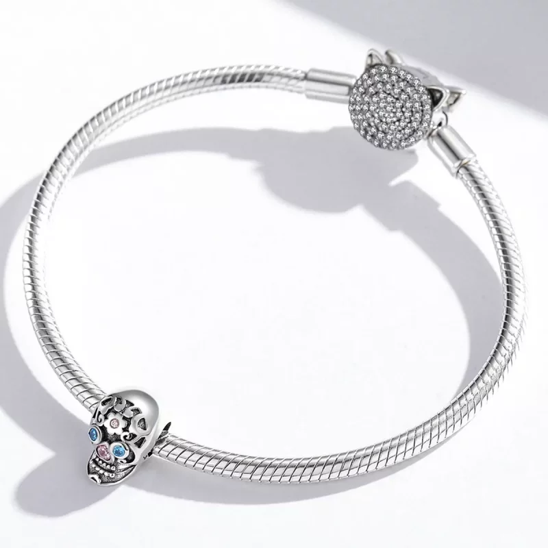 (imagen para) Charm estilo Pandora con calavera calada - BSC524 - Ver 4