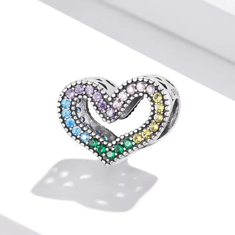 (imagen para) Charm estilo Pandora con corazón arcoíris - SCC2137 - Ver 2