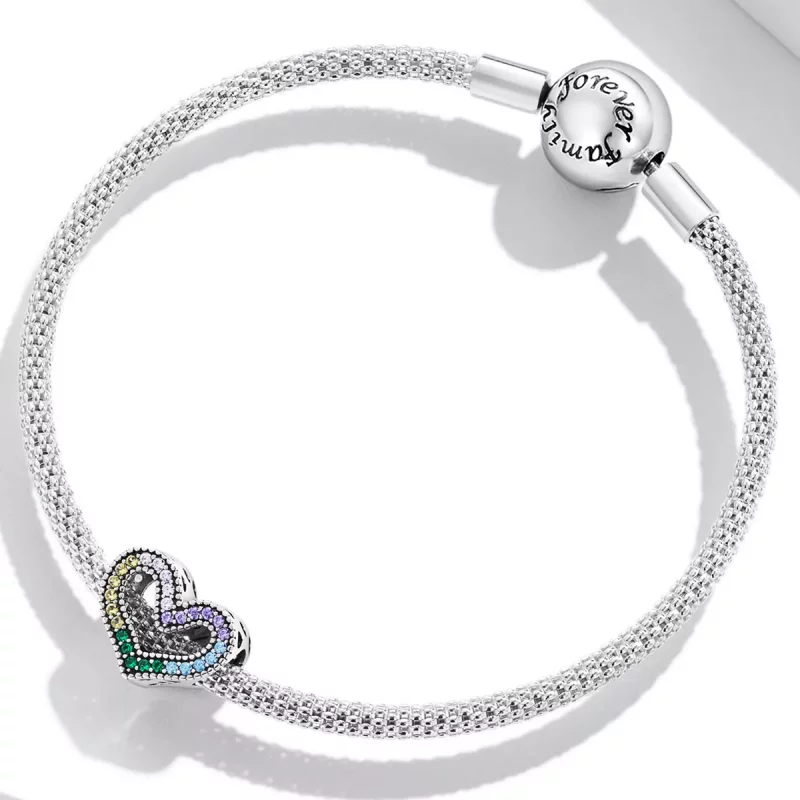 (imagen para) Charm estilo Pandora con corazón arcoíris - SCC2137 - Ver 3