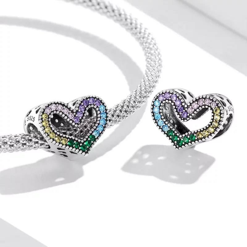 (imagen para) Charm estilo Pandora con corazón arcoíris - SCC2137 - Ver 4
