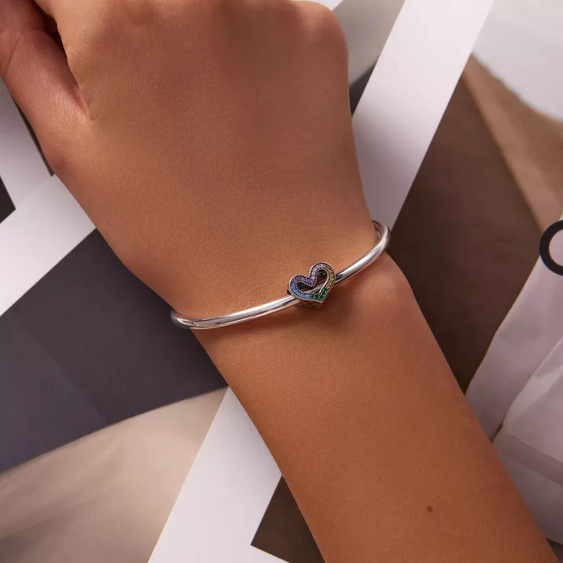 (imagen para) Charm estilo Pandora con corazón arcoíris - SCC2137 - Ver 5