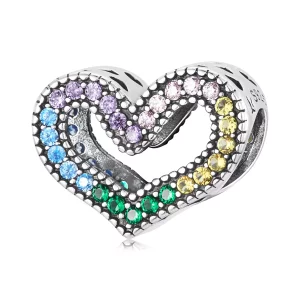 (imagen para) Charm estilo Pandora con corazón arcoíris - SCC2137