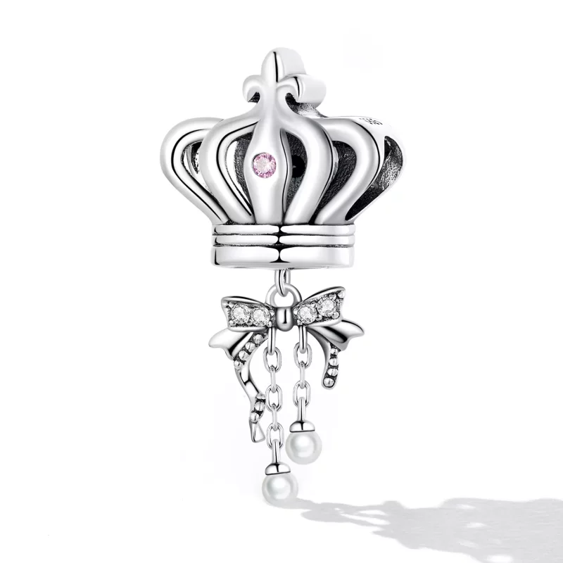 (imagen para) Charm estilo Pandora con corona y lazo - SCC2259 - Ver 2