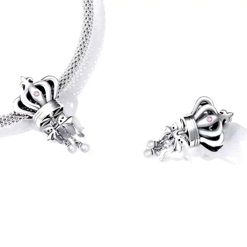 (imagen para) Charm estilo Pandora con corona y lazo - SCC2259 - Ver 5