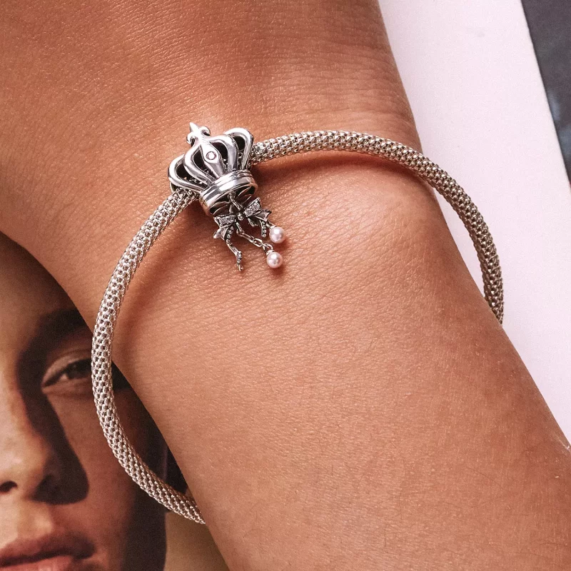 (imagen para) Charm estilo Pandora con corona y lazo - SCC2259 - Ver 7