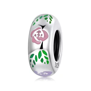 (imagen para) Charm estilo Pandora con diseño de flores doodle - BSC596
