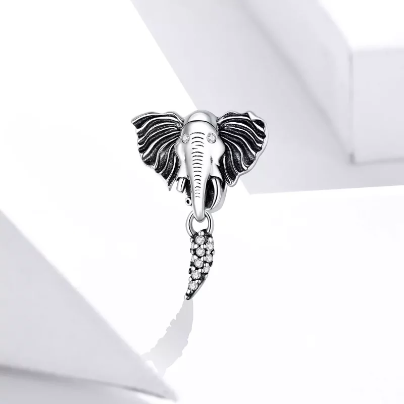 (imagen para) Charm estilo Pandora con elefante y dientes faltantes - SCC1583 - Ver 2
