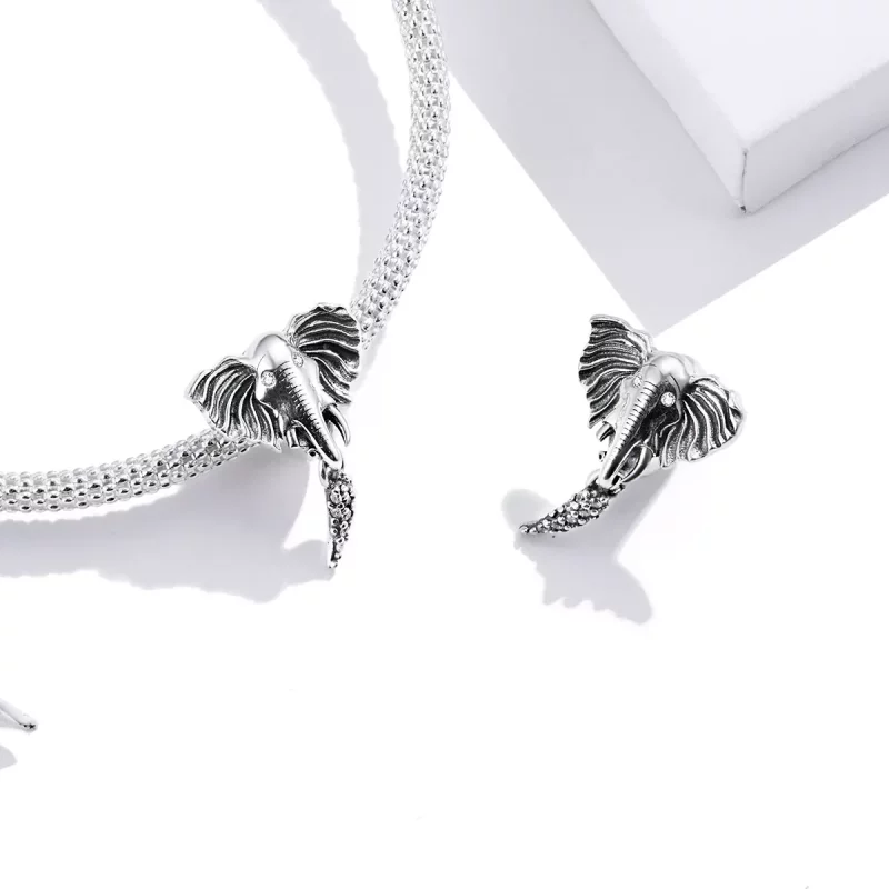 (imagen para) Charm estilo Pandora con elefante y dientes faltantes - SCC1583 - Ver 3