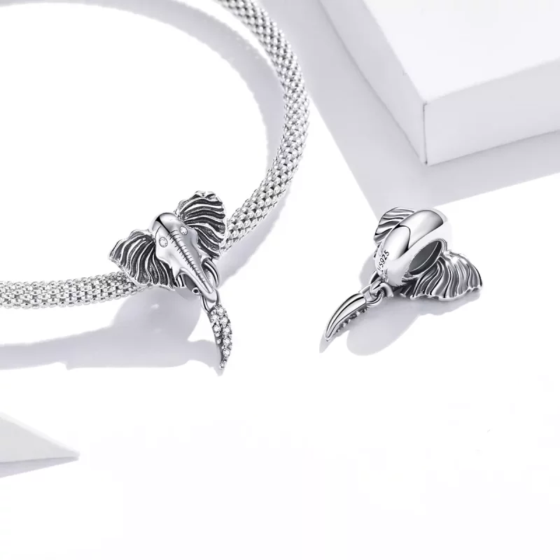 (imagen para) Charm estilo Pandora con elefante y dientes faltantes - SCC1583 - Ver 5
