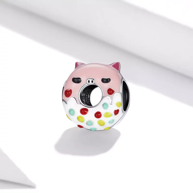 (imagen para) Charm estilo Pandora con forma de cerdito y donas - SCC1879 - Ver 2