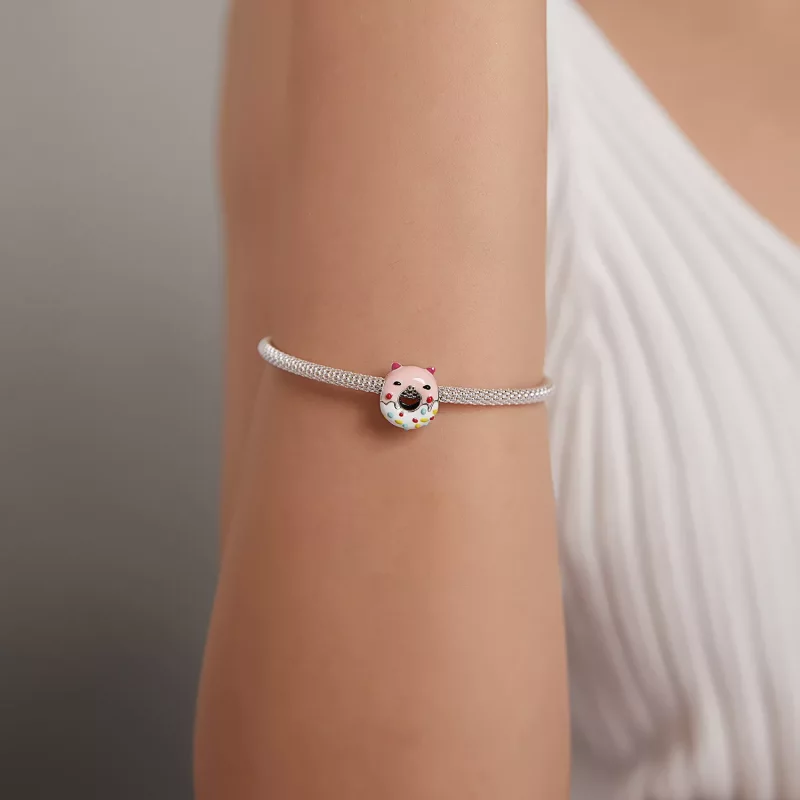 (imagen para) Charm estilo Pandora con forma de cerdito y donas - SCC1879 - Ver 5