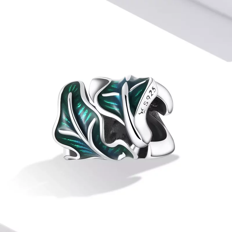 (imagen para) Charm estilo Pandora con hojas verdes - SCC2175 - Ver 2