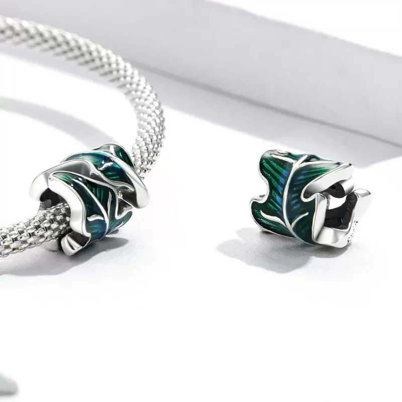 (imagen para) Charm estilo Pandora con hojas verdes - SCC2175 - Ver 4