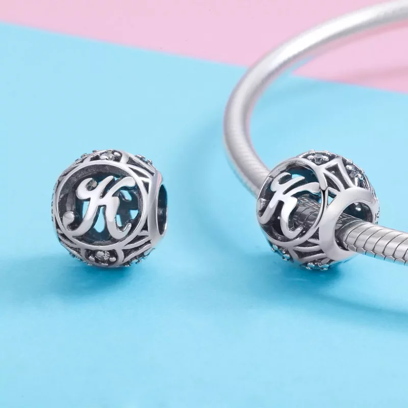 (imagen para) Charm estilo Pandora con letra K - SCC738-K - Ver 3