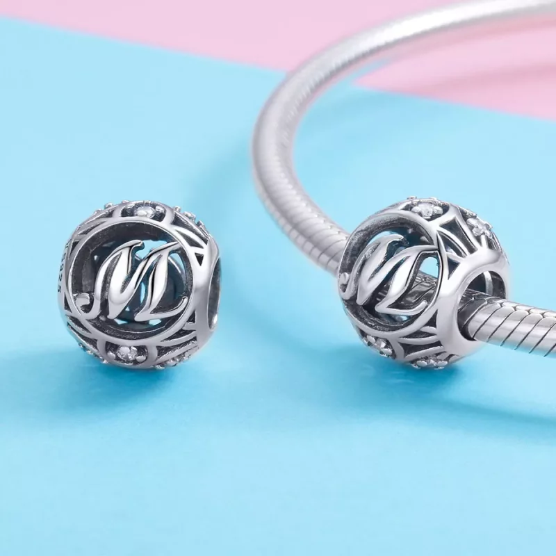 (imagen para) Charm estilo Pandora con letra M - SCC738-M - Ver 3