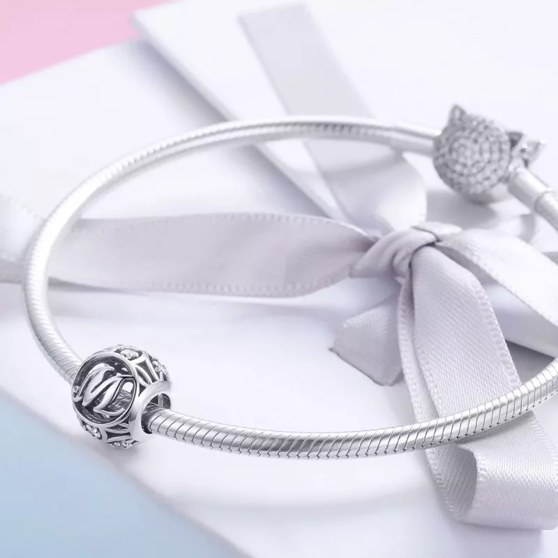 (imagen para) Charm estilo Pandora con letra M - SCC738-M - Ver 4
