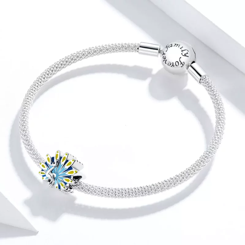 (imagen para) Charm estilo Pandora con motivo de pavo real azul - SCC1644 - Ver 3