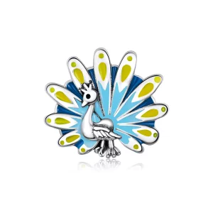 (imagen para) Charm estilo Pandora con motivo de pavo real azul - SCC1644