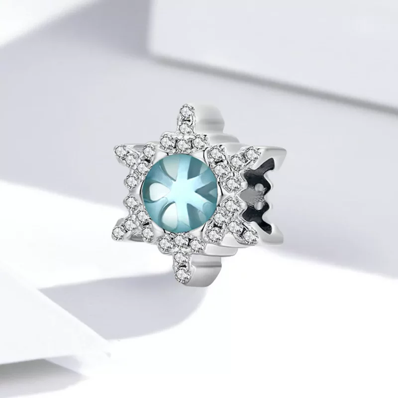 (imagen para) Charm estilo Pandora con piedra lunar y diseño de copo de nieve - BSC512 - Ver 2