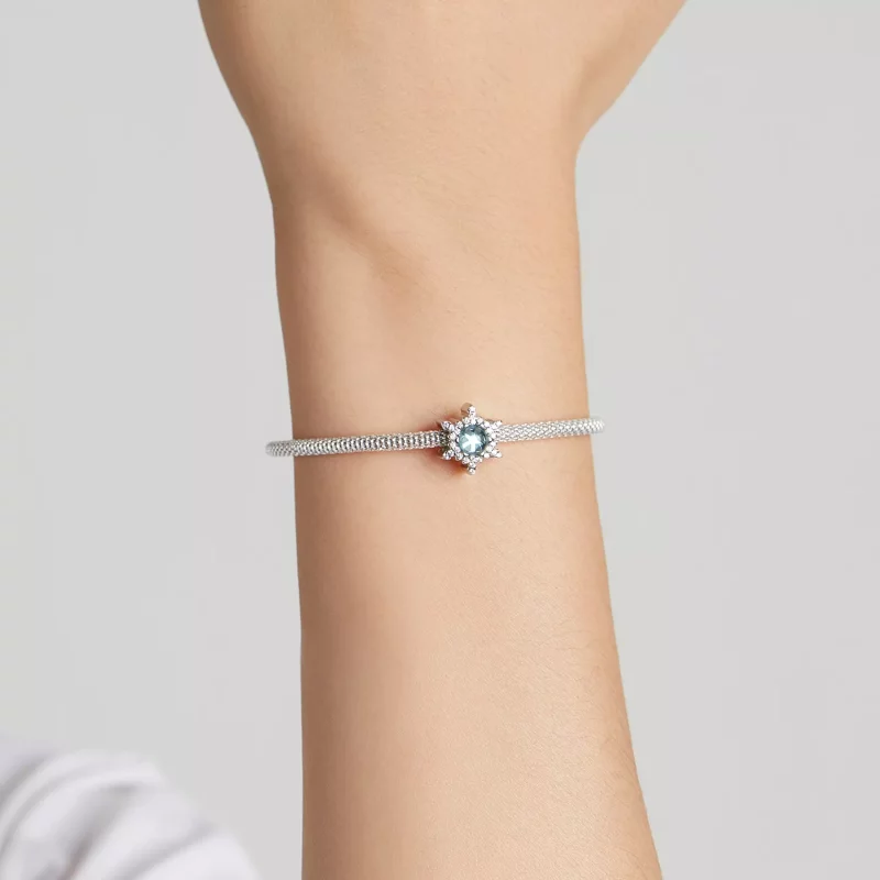 (imagen para) Charm estilo Pandora con piedra lunar y diseño de copo de nieve - BSC512 - Ver 5
