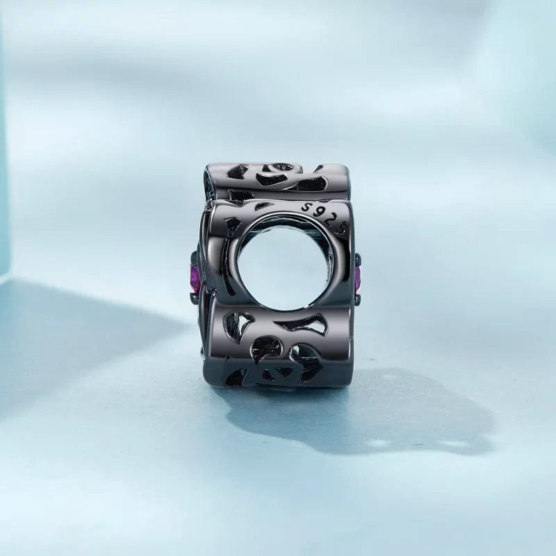 (imagen para) Charm estilo Pandora con rosa negra - SCC2380 - Ver 3