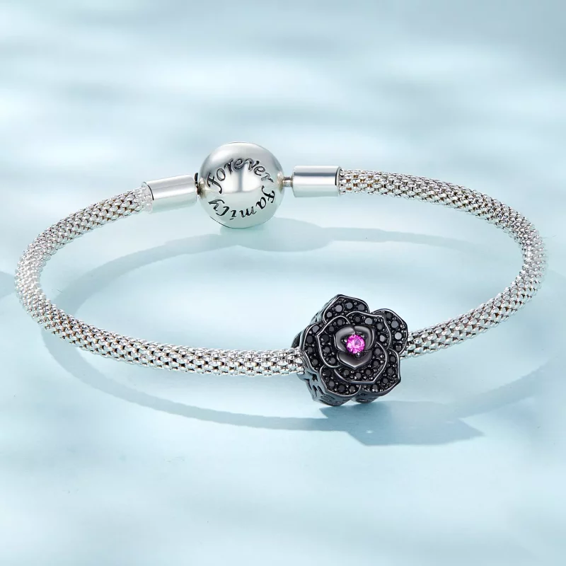 (imagen para) Charm estilo Pandora con rosa negra - SCC2380 - Ver 5