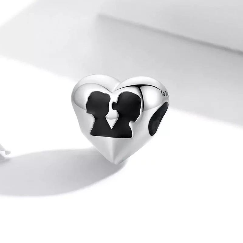 (imagen para) Charm estilo Pandora con silueta de amor - BSC549 - Ver 2