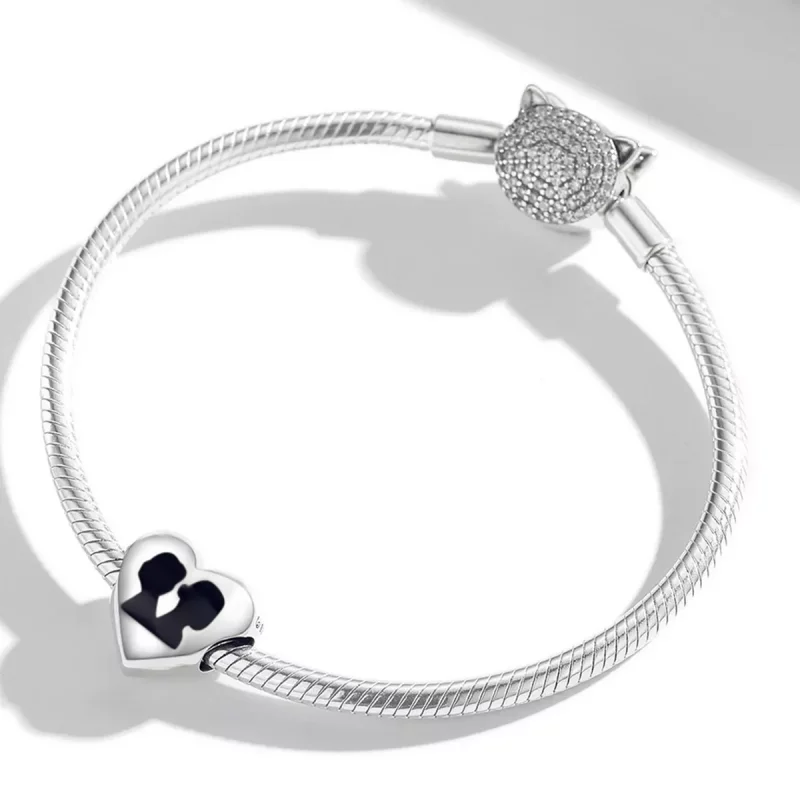 (imagen para) Charm estilo Pandora con silueta de amor - BSC549 - Ver 3