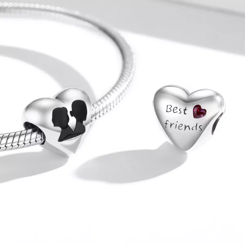 (imagen para) Charm estilo Pandora con silueta de amor - BSC549 - Ver 4