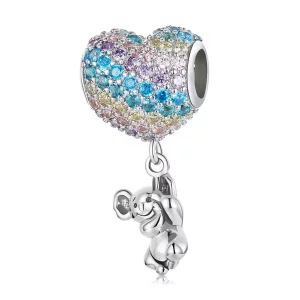Charm estilo Pandora con un adorable koala en un globo de amor - SCC2116 (imagen para) Charm estilo Pandora con un adorable koala en un globo de amor - SCC2116