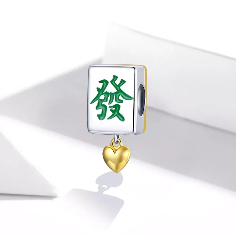 (imagen para) Charm estilo Pandora de dos tonos, bicolor, con fichas de Mahjong - SCC1751 - Ver 2