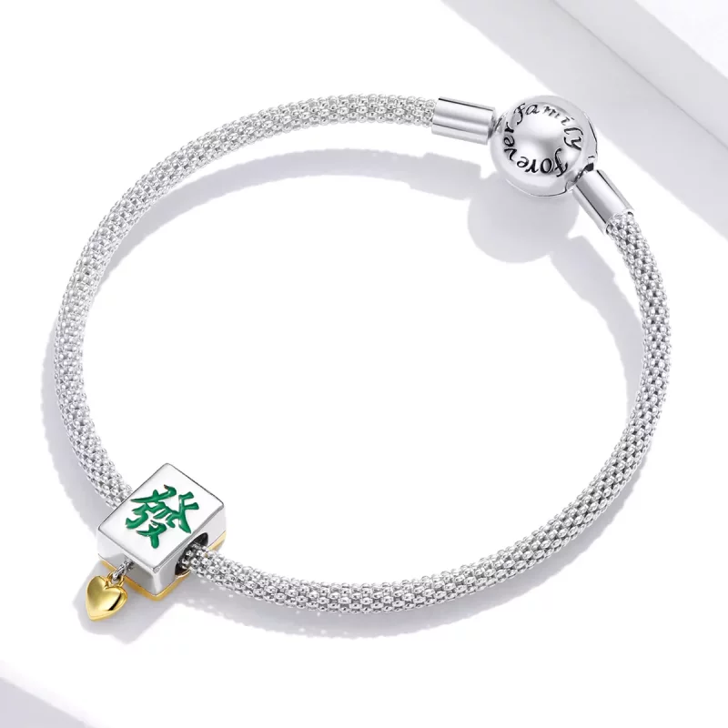 (imagen para) Charm estilo Pandora de dos tonos, bicolor, con fichas de Mahjong - SCC1751 - Ver 3