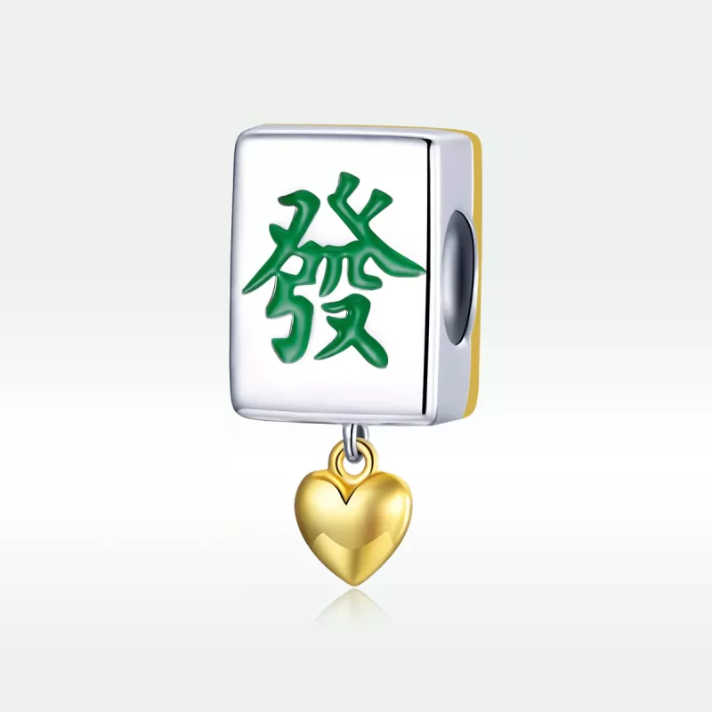 (imagen para) Charm estilo Pandora de dos tonos, bicolor, con fichas de Mahjong - SCC1751 - Ver 5