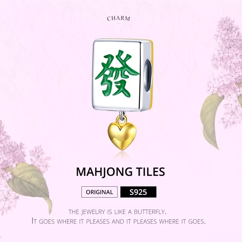 (imagen para) Charm estilo Pandora de dos tonos, bicolor, con fichas de Mahjong - SCC1751 - Ver 6