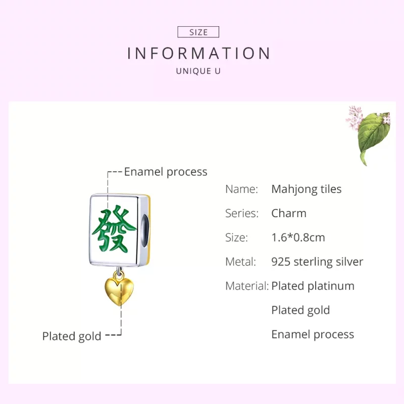 (imagen para) Charm estilo Pandora de dos tonos, bicolor, con fichas de Mahjong - SCC1751 - Ver 7