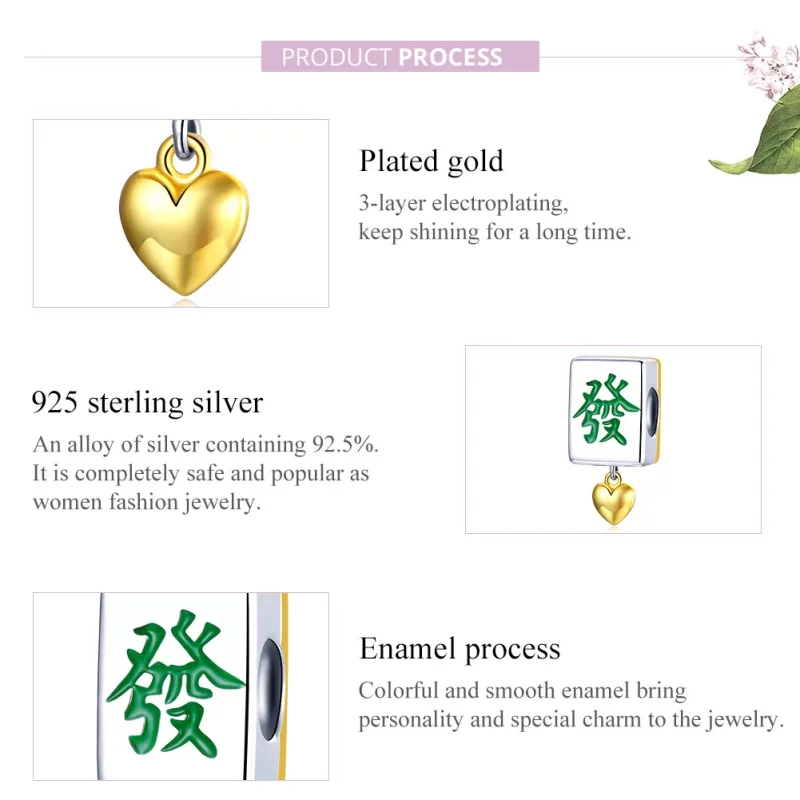 (imagen para) Charm estilo Pandora de dos tonos, bicolor, con fichas de Mahjong - SCC1751 - Ver 8