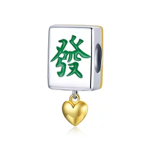 (imagen para) Charm estilo Pandora de dos tonos, bicolor, con fichas de Mahjong - SCC1751