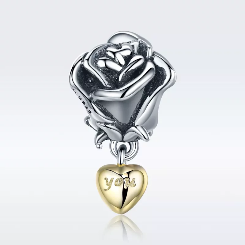 (imagen para) Charm estilo Pandora de dos tonos con el mensaje "Te amo" - SCC455 - Ver 2