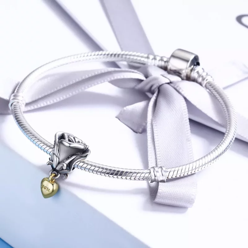 (imagen para) Charm estilo Pandora de dos tonos con el mensaje "Te amo" - SCC455 - Ver 5
