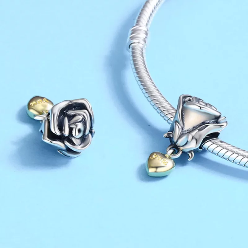 (imagen para) Charm estilo Pandora de dos tonos con el mensaje "Te amo" - SCC455 - Ver 6