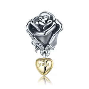 (imagen para) Charm estilo Pandora de dos tonos con el mensaje "Te amo" - SCC455