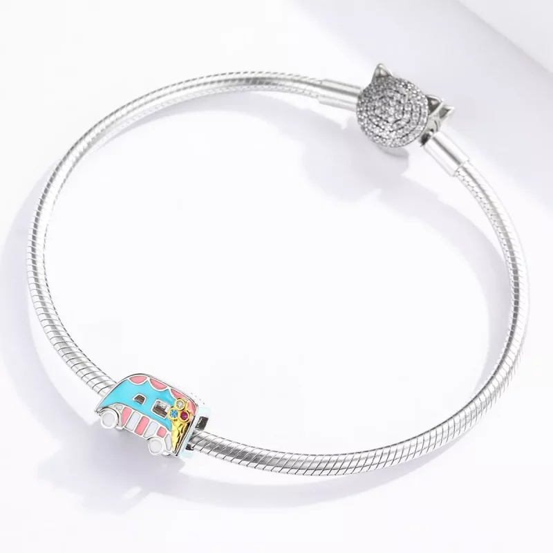 (imagen para) Charm estilo Pandora de dos tonos de furgoneta de helados - BSC163 - Ver 3