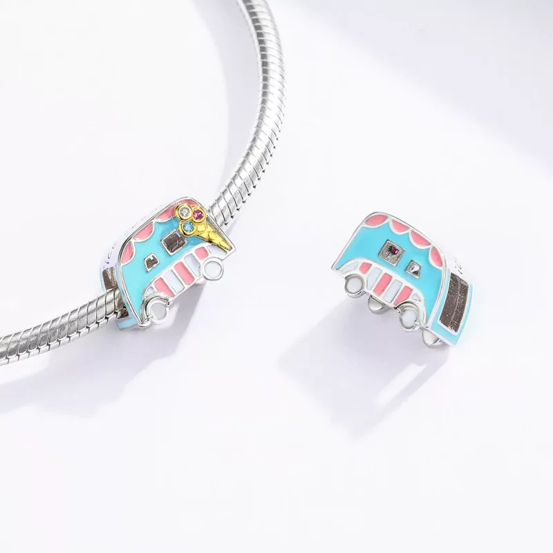 (imagen para) Charm estilo Pandora de dos tonos de furgoneta de helados - BSC163 - Ver 4