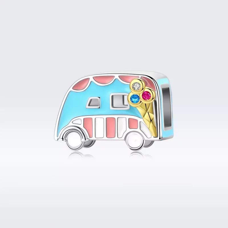 (imagen para) Charm estilo Pandora de dos tonos de furgoneta de helados - BSC163 - Ver 5